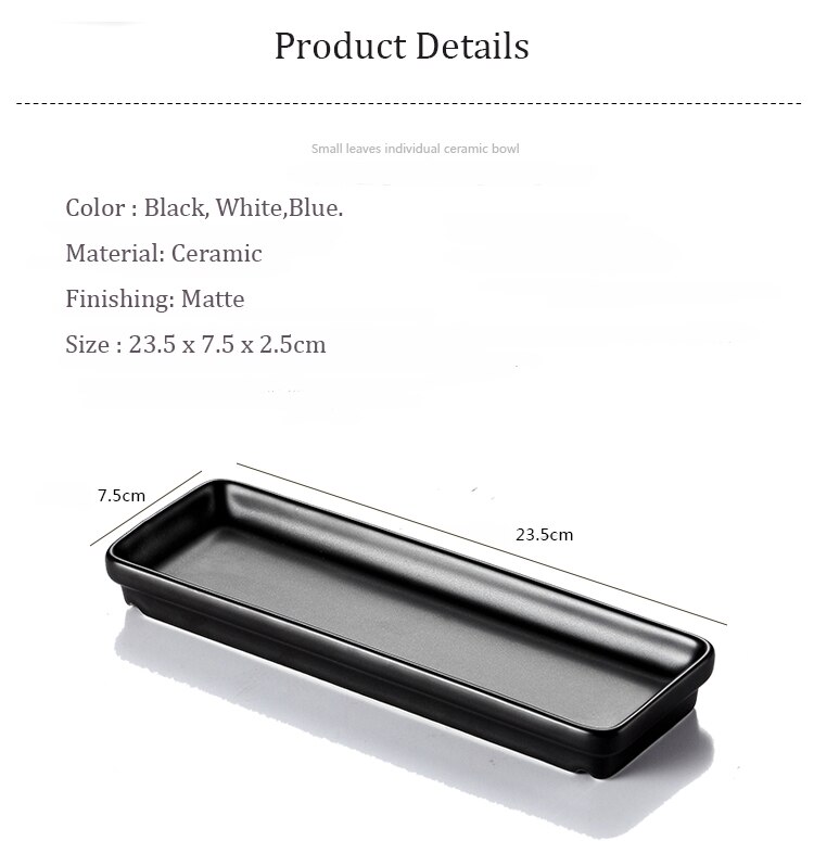1 pcs Ceramic Porcelain Plate Nordic Style Rectangular Flat Black Western-style Food Snack Butter Plate Tableware Ceramic