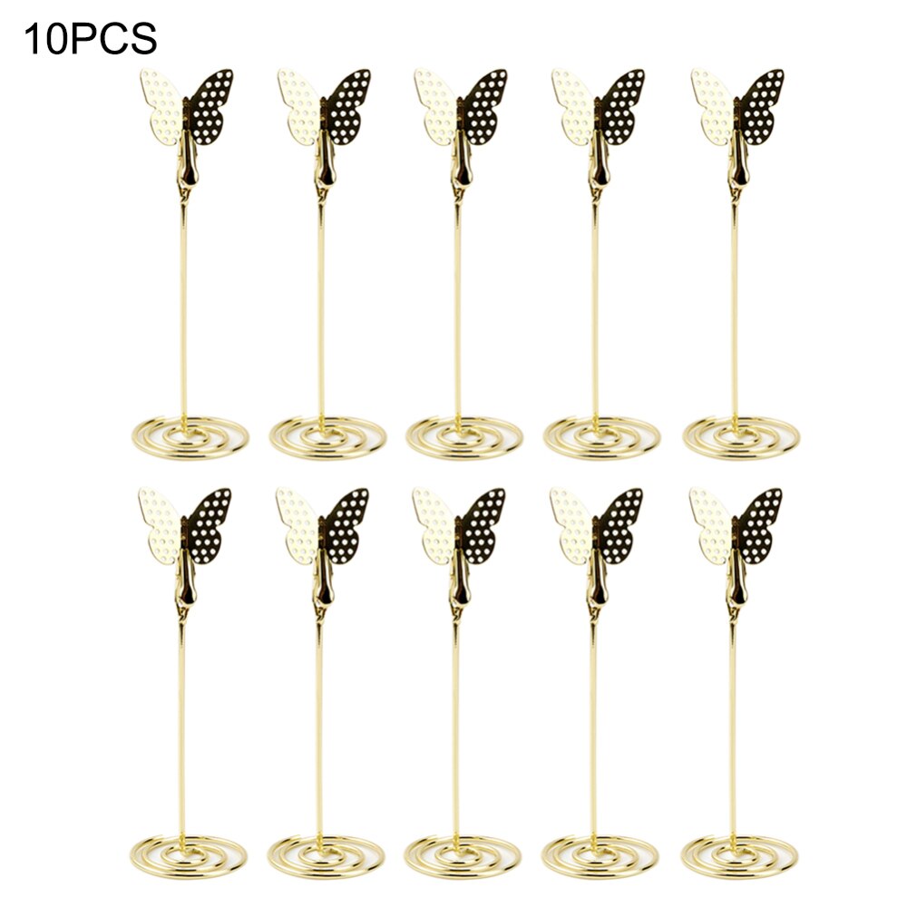 10 Pcs Goldene Schmetterling Herz Form Schreibtisch Notizen Ordner Herz Form Clips Hochzeit Gefälligkeiten Platz-kartenhalter Tisch Foto Clips: 10pc Gold