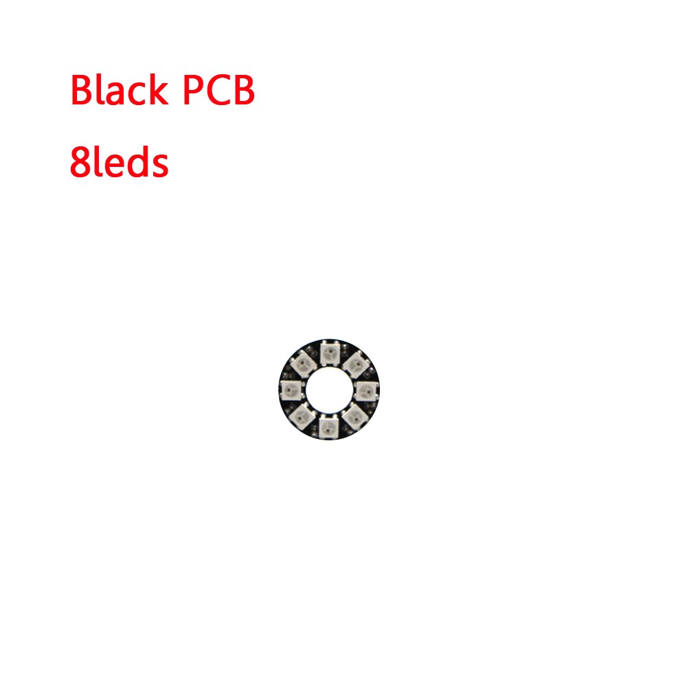 WS2812B ic Built-in RGB pixel Ring 8/16/24/35/45 Bits leds Module Individually Addressable 5050 RGB Full Color Round LED Circle: Black PCB 8leds