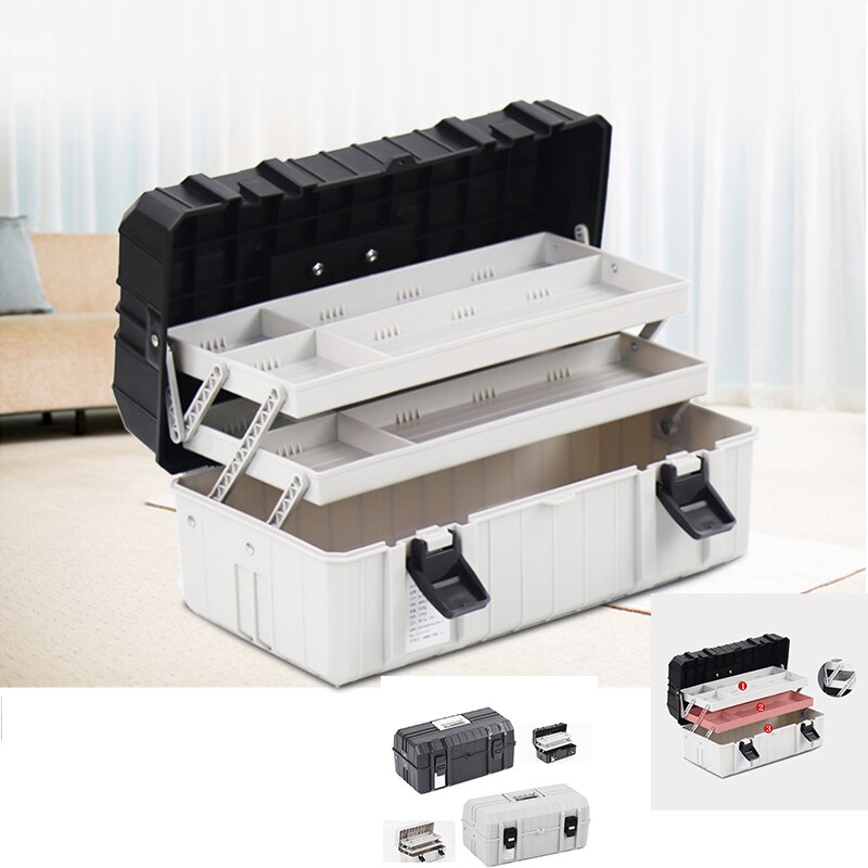 Portable Plastic Tool Box Multi Layer Storage Box Hardware Toolbox Container Case Multifunction Car Repair Box