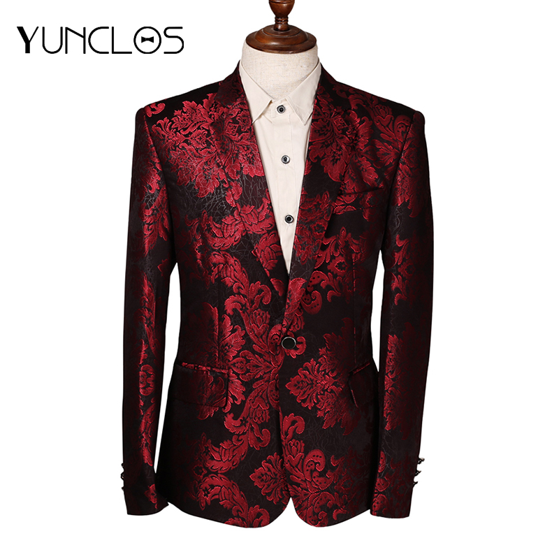 EU size Men Suit Jacket Red Jacquard Jacket Blazes Homme Marriage Masculino Best Men's Blazer Plus 6XL