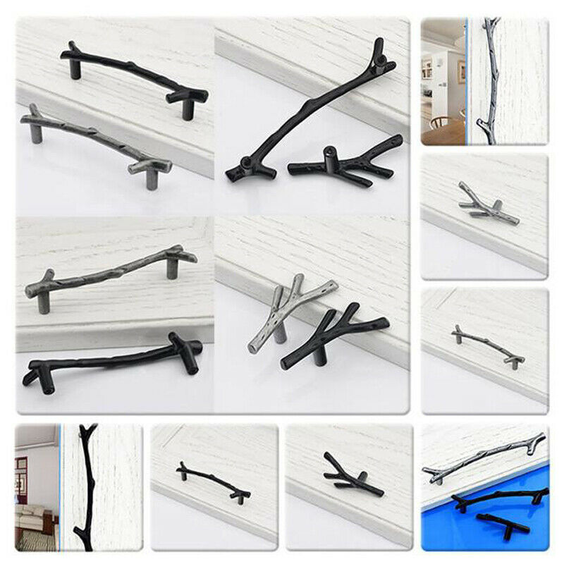 Manija de muebles de rama de árbol de 96mm 128mm negro plata bronce gabinete de cocina manijas tiradores cajón tirador de puerta herrajes
