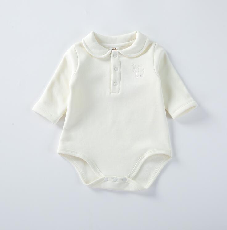 Baby Bodysuit Lange Mouwen Kleding Dikke Warme Kinderen Kleding Baby Meisjes Jongens Kleding Kinderen Jumpsuit 100% Katoenen Baby Overalls: white / 3T