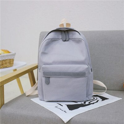 Tiener Canvas Rugzak Gril Jongen Schooltas Softback Effen Kleur Toevallige Zachte Handgreep Mochilas Mujer Escolar Rugzak: GRAY / Small size
