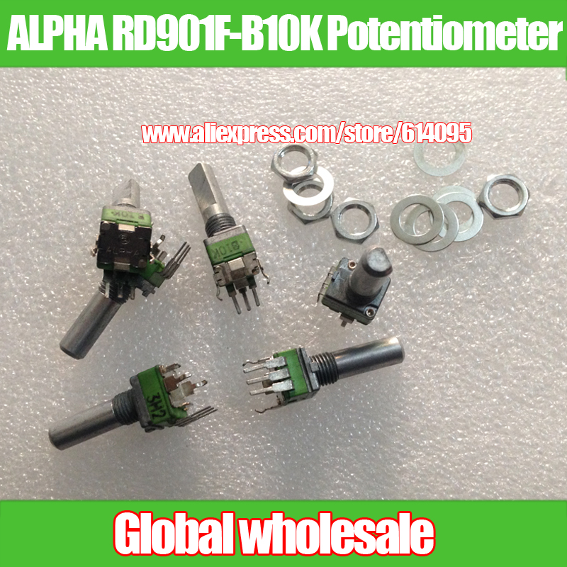 4pcs ALPHA Precision RD901F-B10K Rotary Potentiometer / 20mm Half-Shaft Curved legs Single Potentiometer