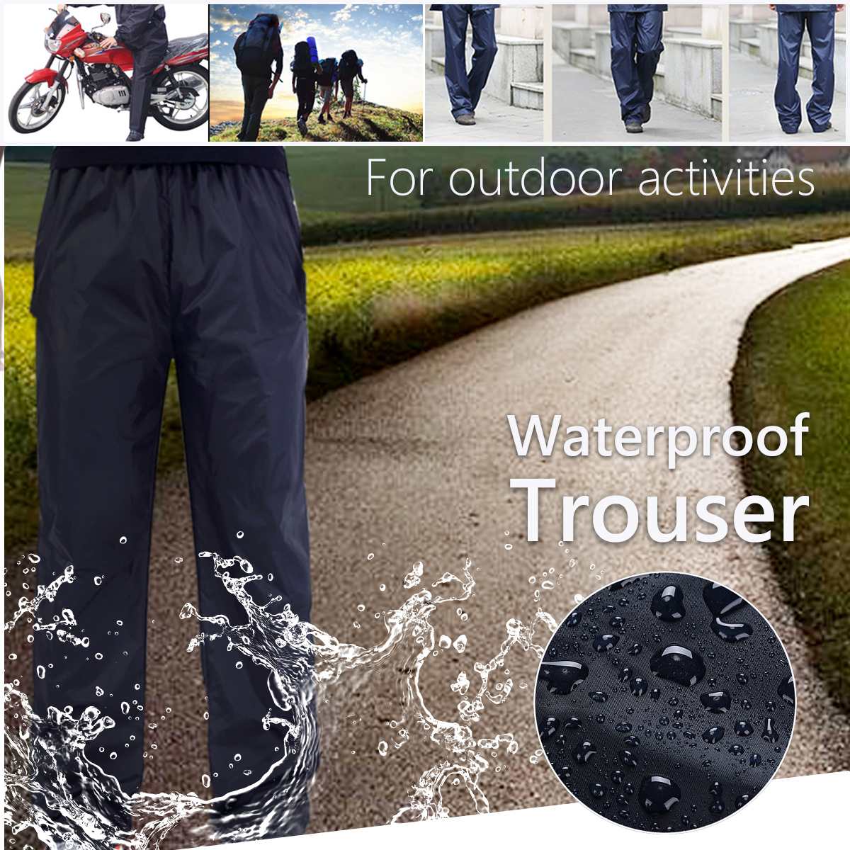 Heren dames outdoor fietsen klim regenbroek waterdicht winddicht broek marineblauwe fietsbroek winddichte fietsbroek