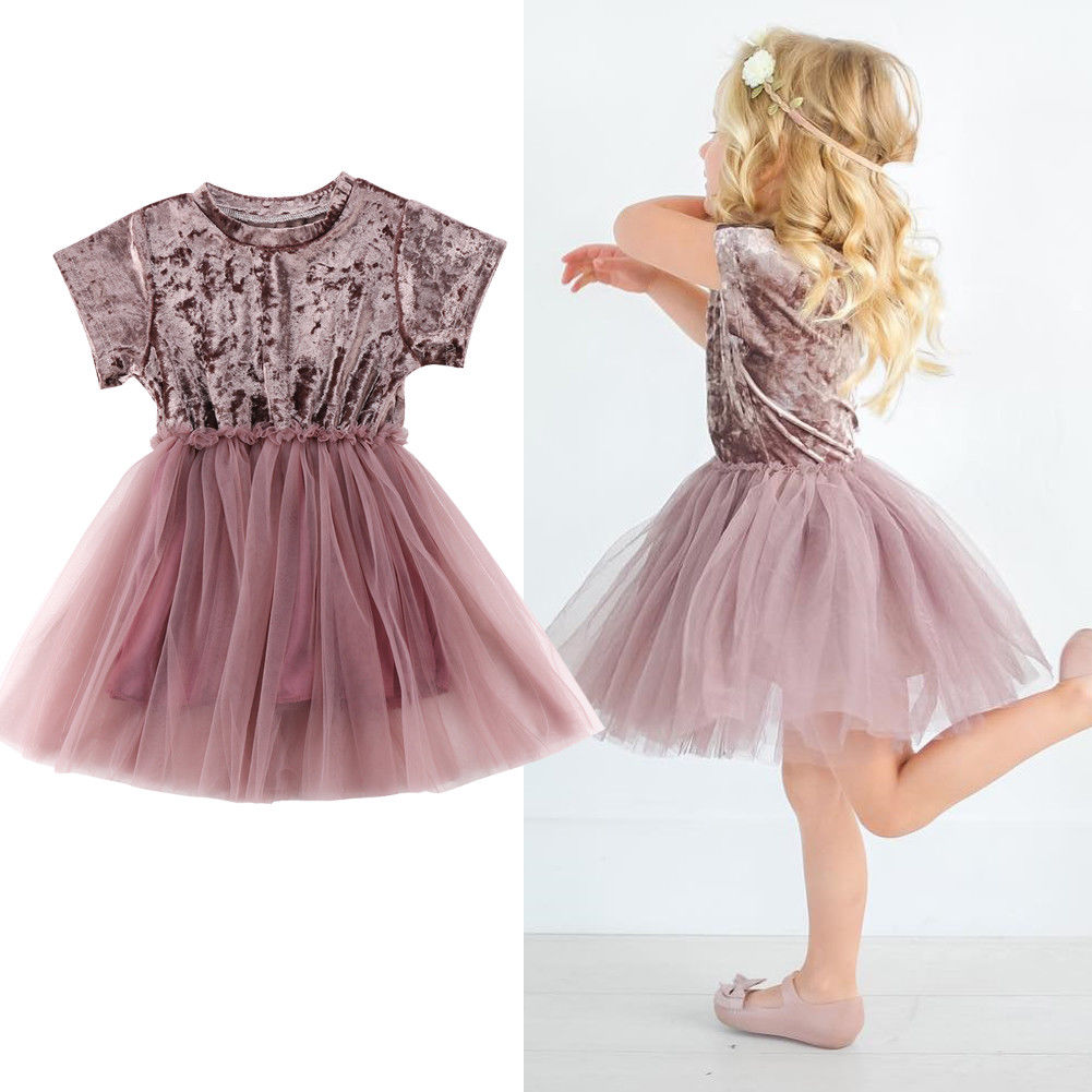 Toddler Baby Girl Dress 6M-5Y Summer Toddler Kid Baby Girl Summer Velvet Party Pageant Tutu Lace Tulle Dress