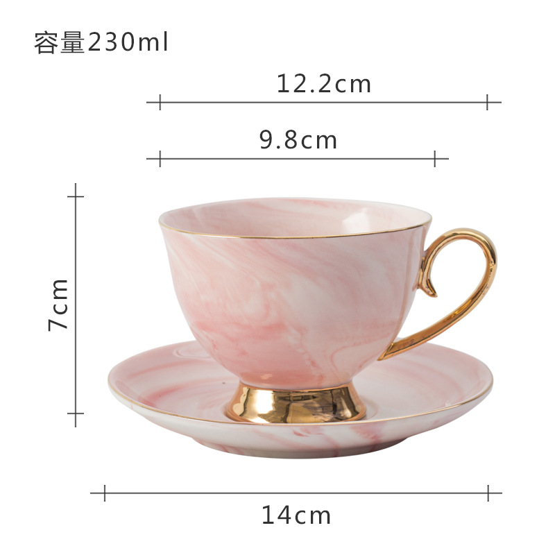 XINCHEN nordisch Glod Marmor Kaffee Tasse und Untertasse einstellen Keramik Tee Wasser Tasse Porzellan Wiederverwendbare Latte Cappuccino Tassen 230ml: Q