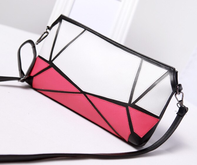 Casual clutch veske fritid pu skinn rutete skulder spell over ta middag 40: Rød
