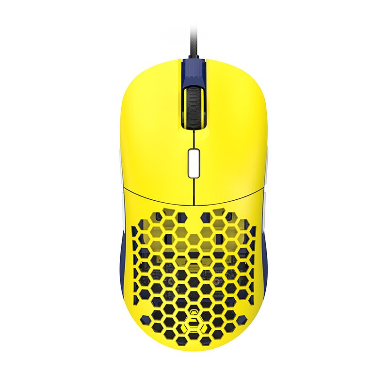 AJAZZ F15 mysz do gier RGB/a wielu kolor podświetlenia 16000DPI 7 przycisków PMW3338 czujnik konstrukcja o strukturze plastra miodu przewodowa mysz ergonomiczna do laptopa pulpit: YELLOW