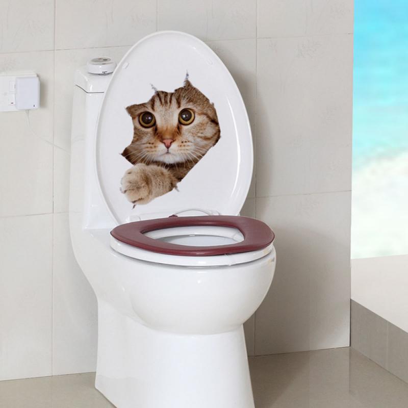 1pc 3d søde gør-det-selv-katte toiletmærkater familie vægklistermærker vinduesrum badeværelse toiletsæde indretning køkkendekorationer tilbehør