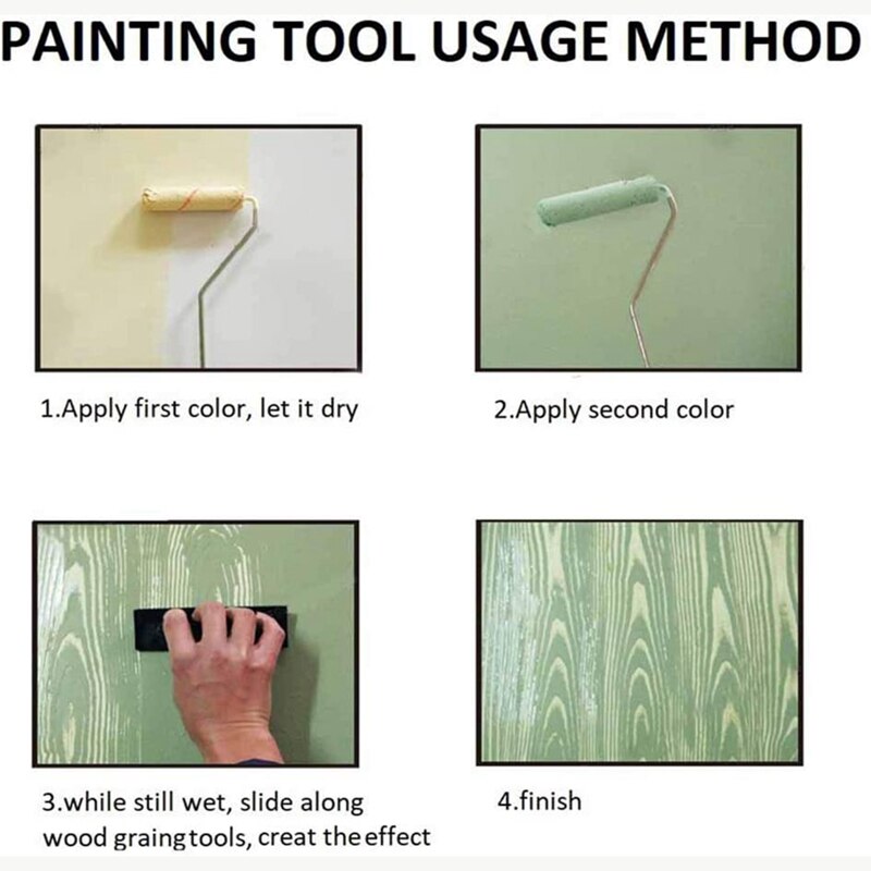 Wood Graining Painting Tool Set,Art Wallpaper Imitation Wood Grain Tool Wall Decoration,Wall Texture Art Painting Tool