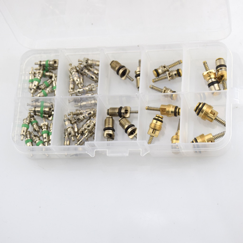 55pcs High Low Pressure A/C Valve Core Valves R134A R12 Air Conditioning Tool