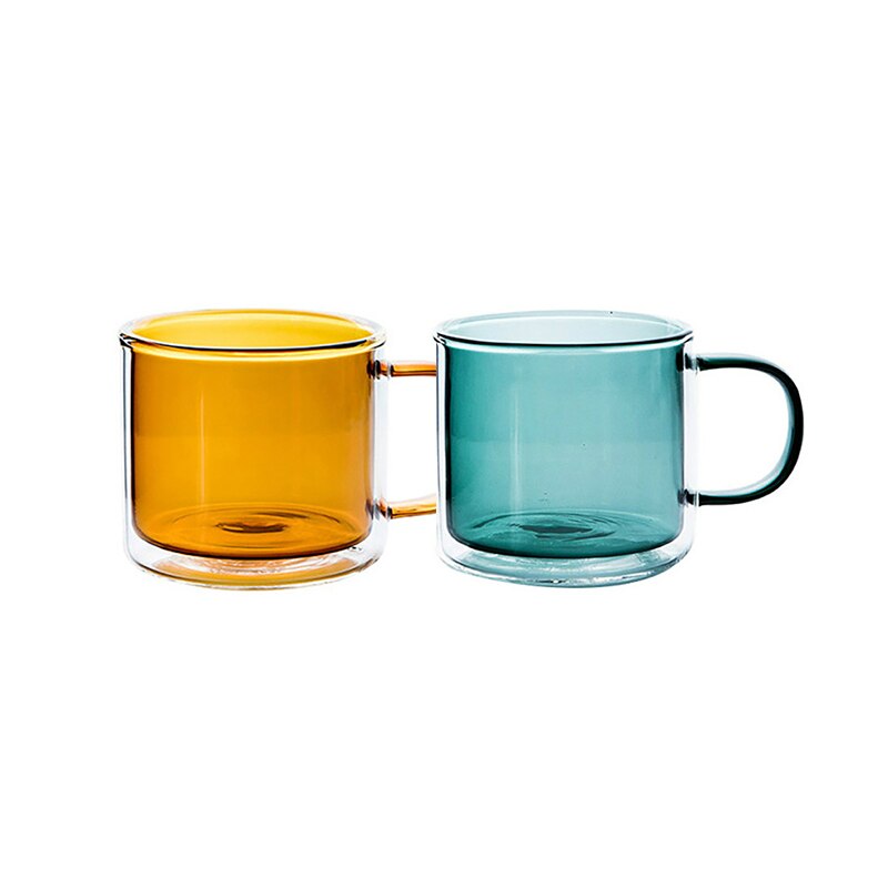 Multi-Color Double Bottom Glass Coffee Cup Milk Tea Heat Resistant Mug Drinkware Mugs For Home Office
