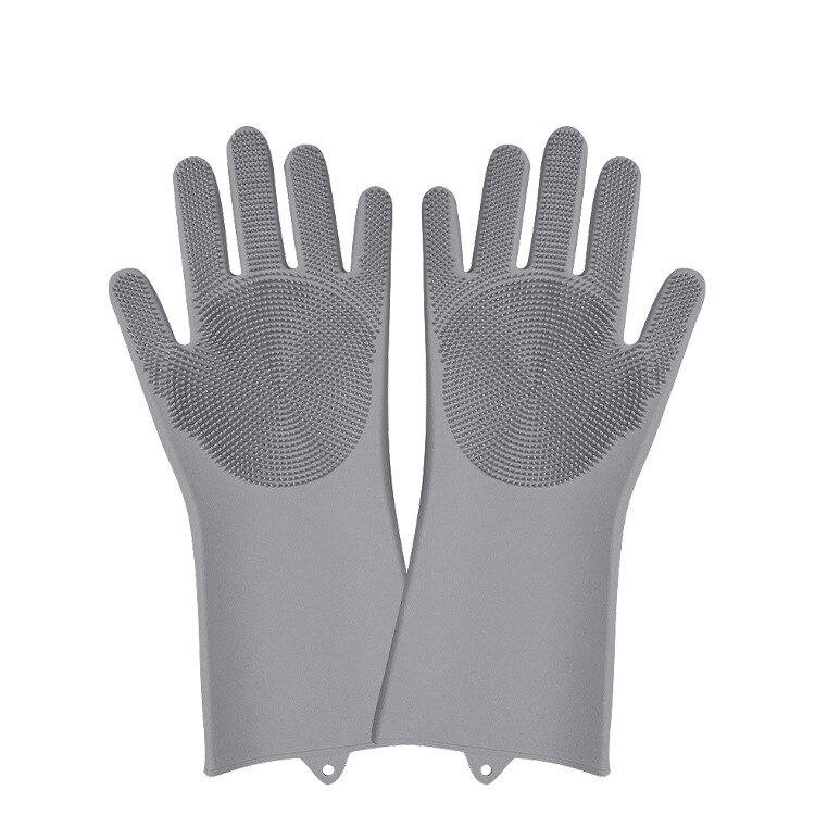1 paar siliconen was handschoenen met borstel magische siliconen afwas handschoenen afwas voedsel schoonmaken gereedschap schrob handschoenen: Gy05-170g