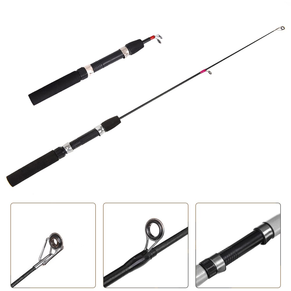 Ultra-Short Telescopic Winter Ice Fishing Rod With Reel FRP Fiber Pole Lightweight Feeder Fishing Rods Metal Wheel Casting Rod