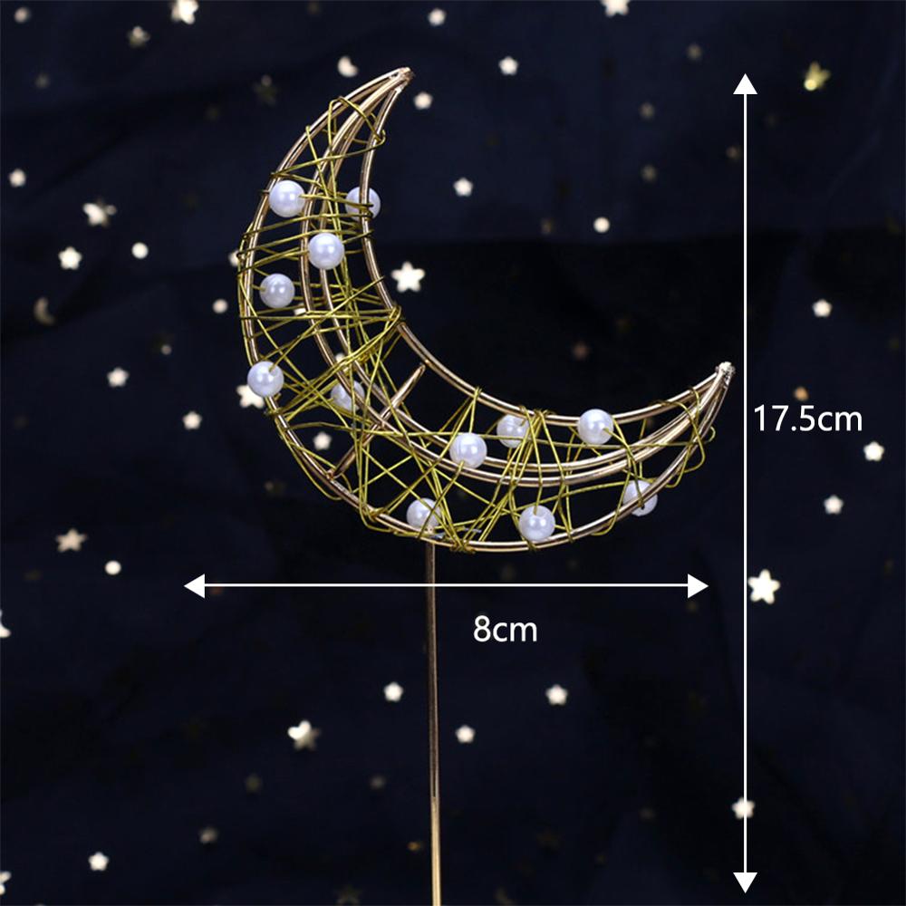 1PC Luna, Estrella y corazón forma LED perla pastel Toppers Bebé feliz cumpleaños boda Cupcakes pastel decoración herramienta