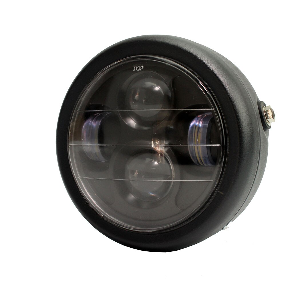 6.5 & #39 ; i motorcykel universal sort/krom rund led forlygte nærlys cafe racer
