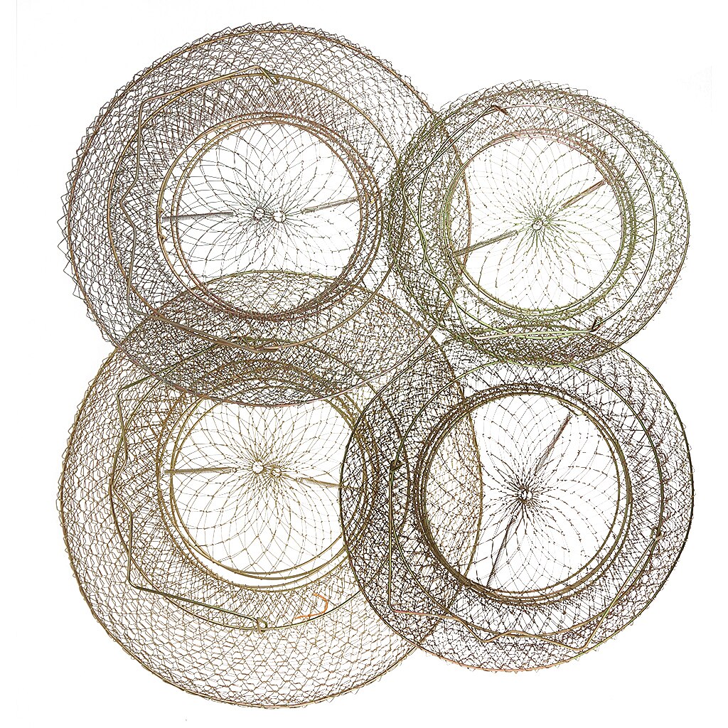 1pcs Fishing Net Round Steel Wire Basket Fish Lobster Prawn Cage Creel
