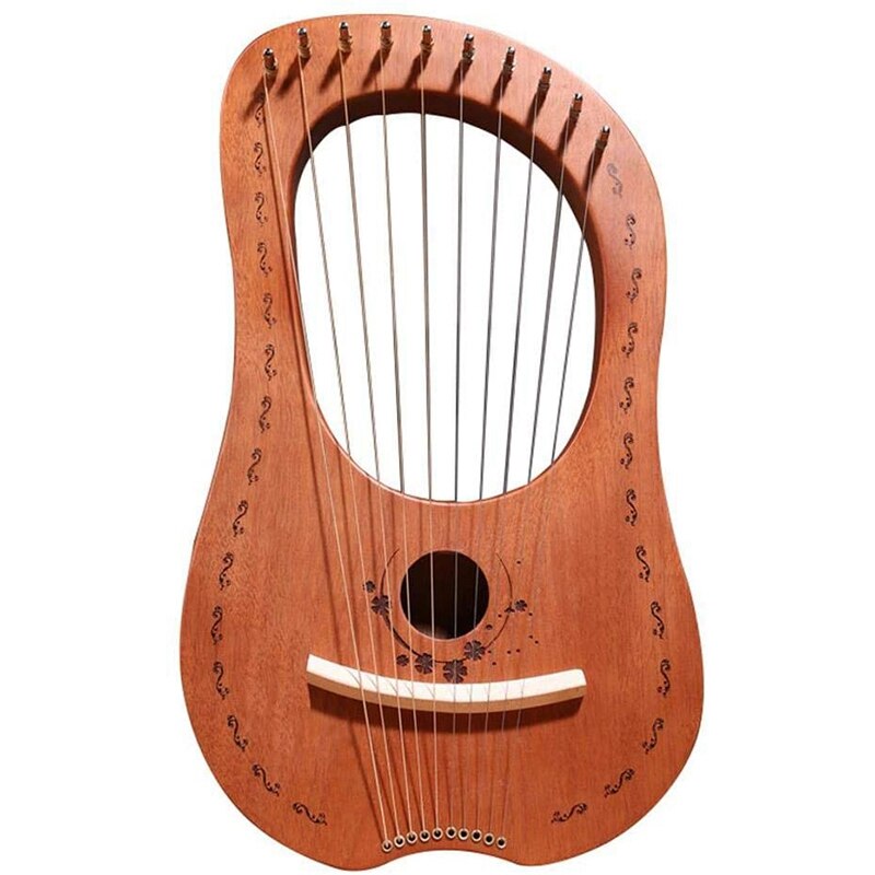 Lyre harpe 10 -strengs harpe bærbar lille harpe med slidstærke strenge musikinstrument stabil lydharpe, træfarve: Default Title