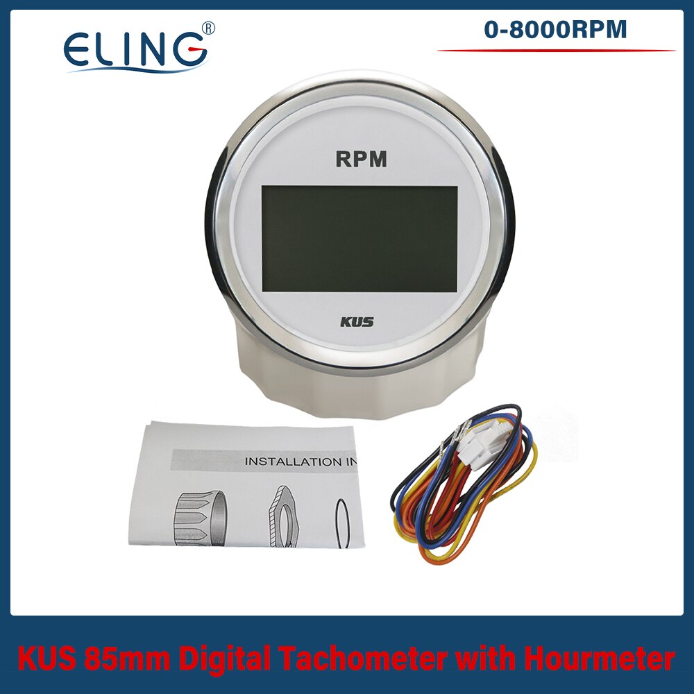 Kus 0-8000Rpm 85Mm Toerenteller Lcd Digitale Display Voor Auto Vrachtwagen Boot Tacho Gauge Met Urenteller waterdichte 12V 24V Marine: 8K-WS
