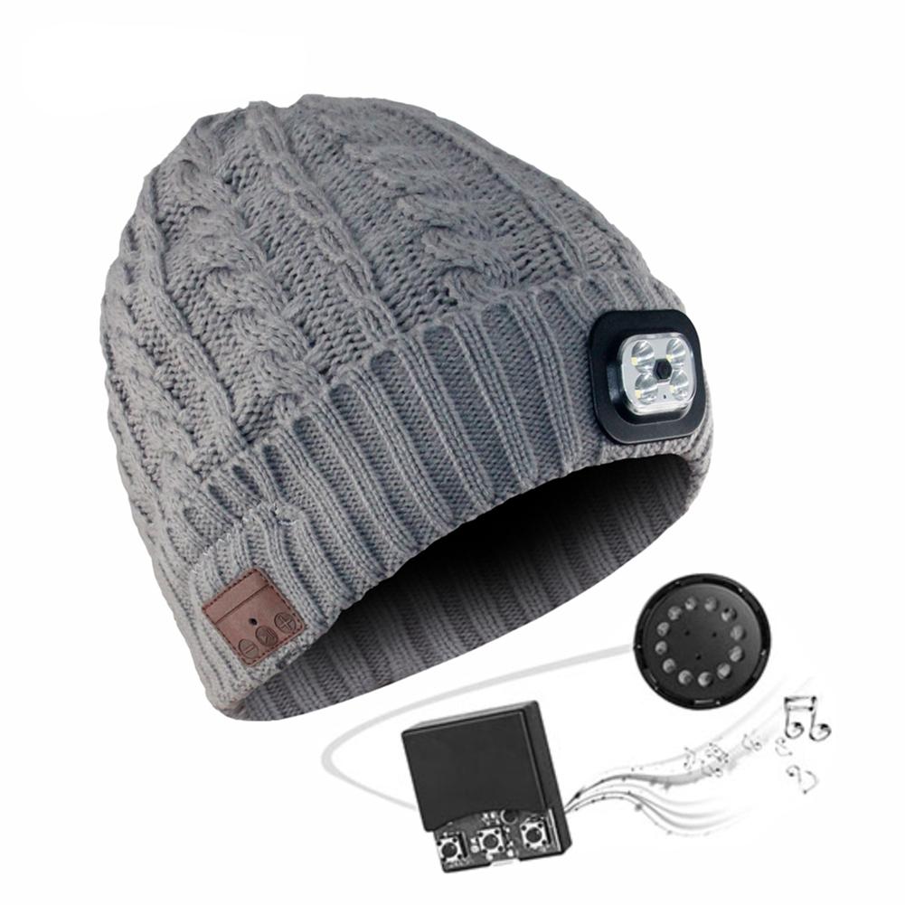Draadloze bluetooth-muts met muziek, gebreide muts voor buitensporten en hardlopen: Grijs