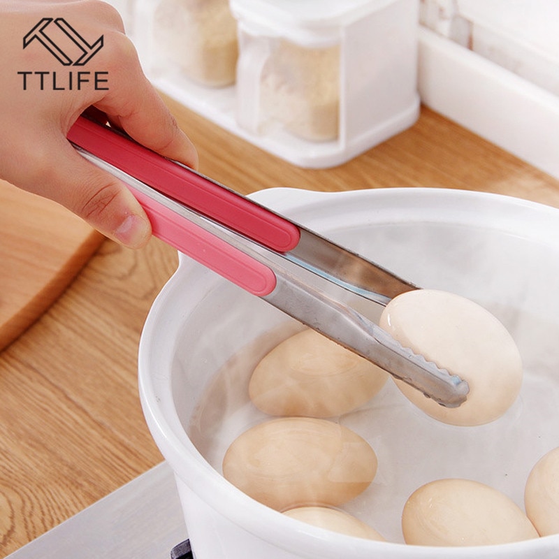 Ttlife rustfrit stål køkken tænger bbq tang mini grill grill mad klip is tang kød salat toast tang tang tilbehør