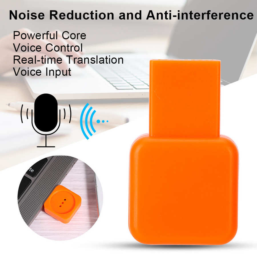Mini USB Computer Microphone Wireless Microphone External Sound Card Computer Accessory Orange