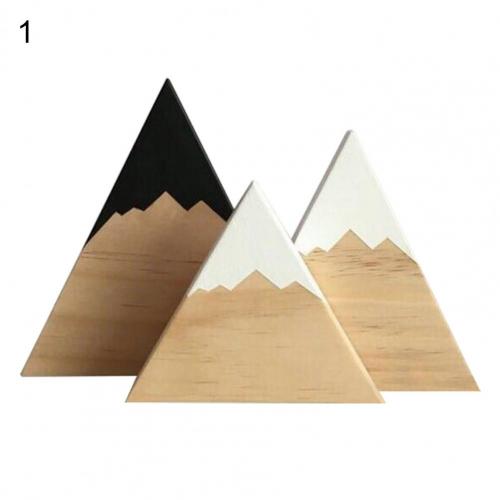 3Pcs/Set Wood Ornaments Snow Mountain Shape Photo Props Wood Hanging Wall Sign Kids Room Decor: 1