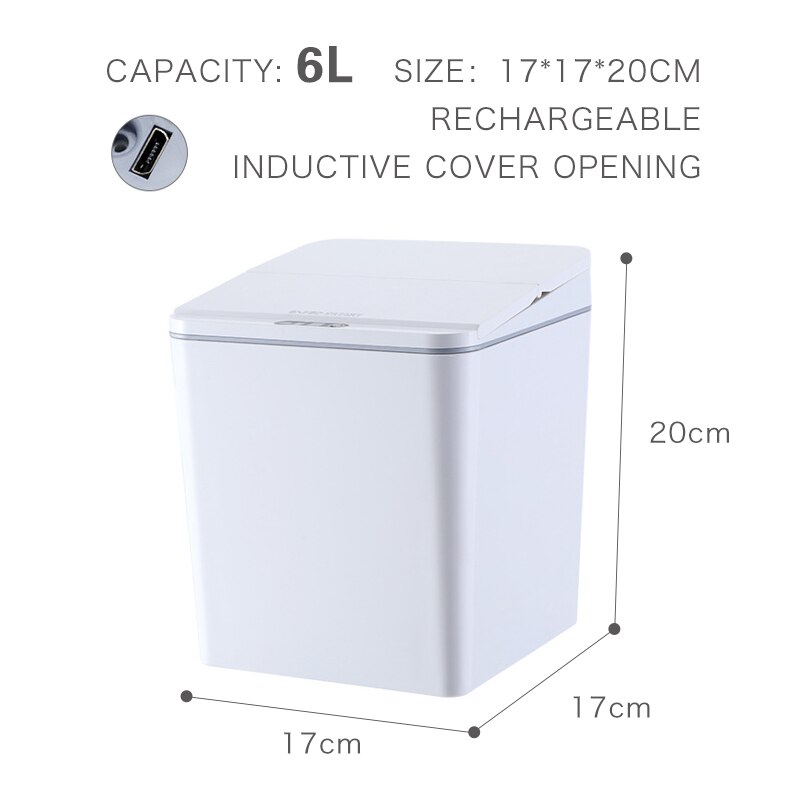 Pattumiera automatica Touchless bidone della spazzatura intelligente sensore di movimento a infrarossi bidone della spazzatura bidoni della spazzatura per auto bidone della spazzatura desktop da casa: bianca 6L B