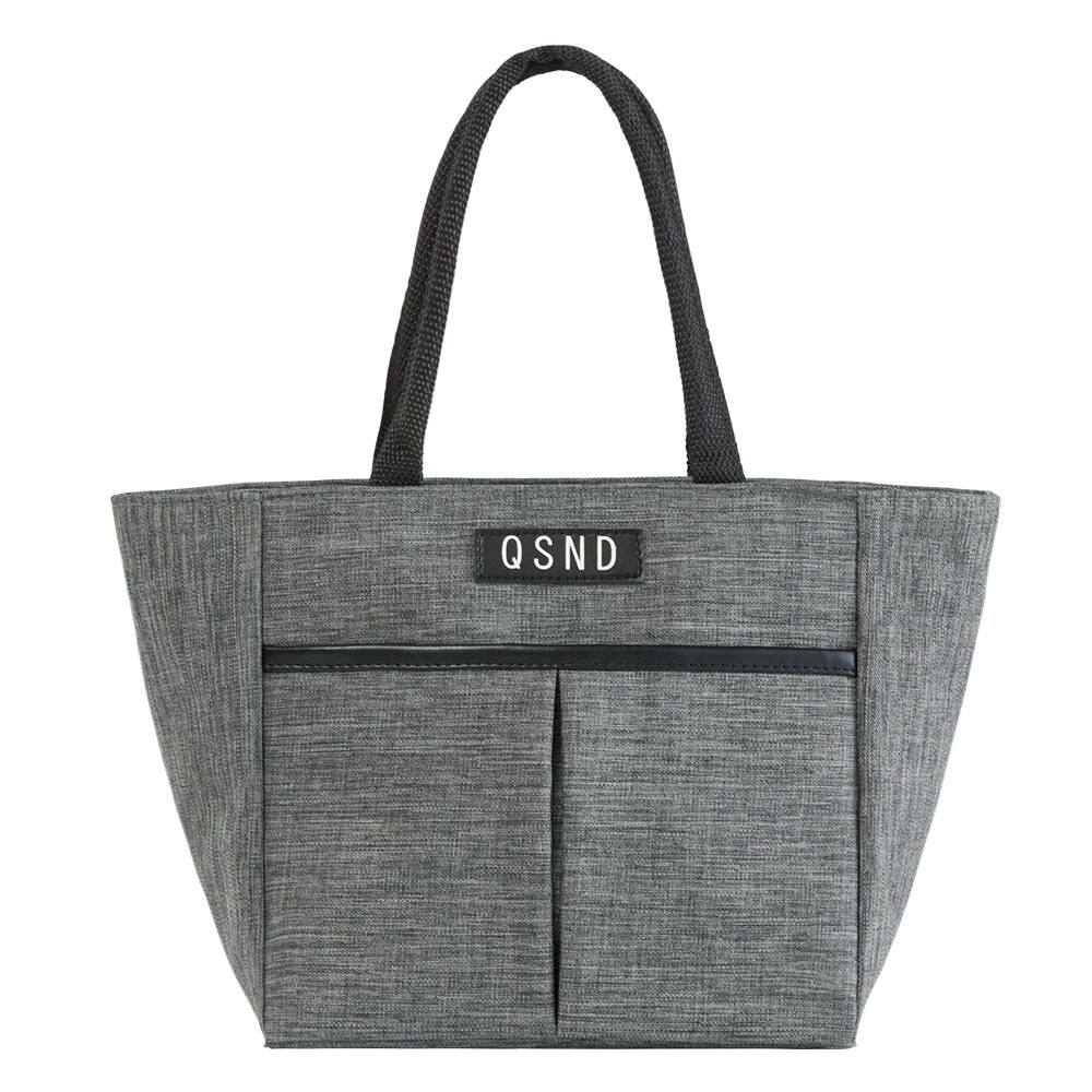 Femmes nouvelle décontracté pique-nique sac à déjeuner couleur Pure fermeture éclair thermique grande capacité sac à main sac à bandoulière: Gris