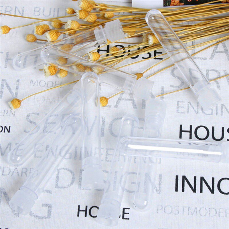 50pcs/Transparent Pack Glass Tube Glassware Test Tube Pyrex Glass Blowing Tubes For Laboratory School Educational Supplies