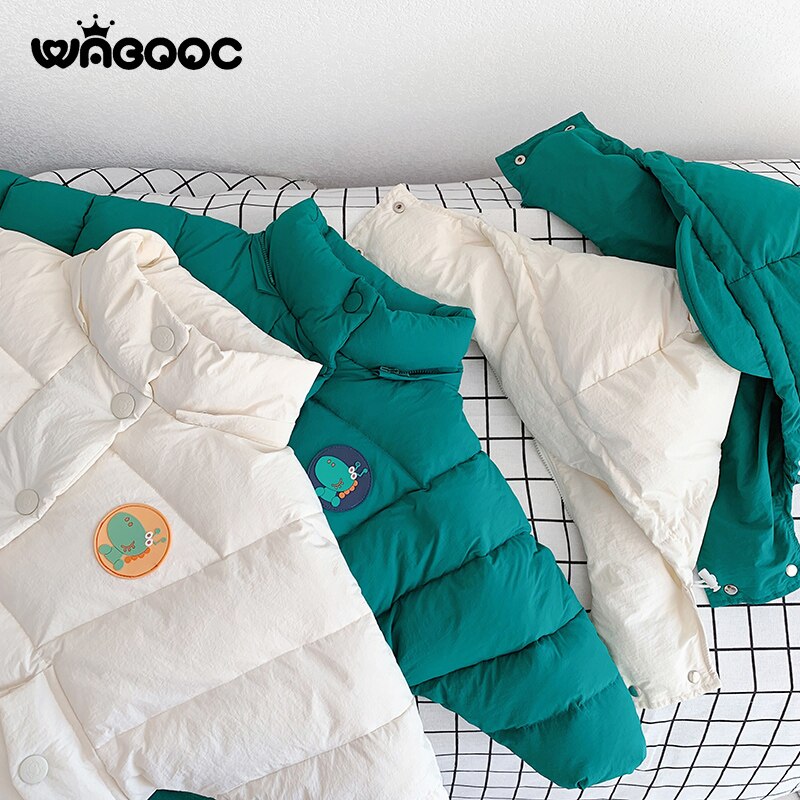 Winter kinder donsjack meisjes dinosaurus warme kinderkleding meisjes afneembare muts 2-3-8 jaar dikke lange jas
