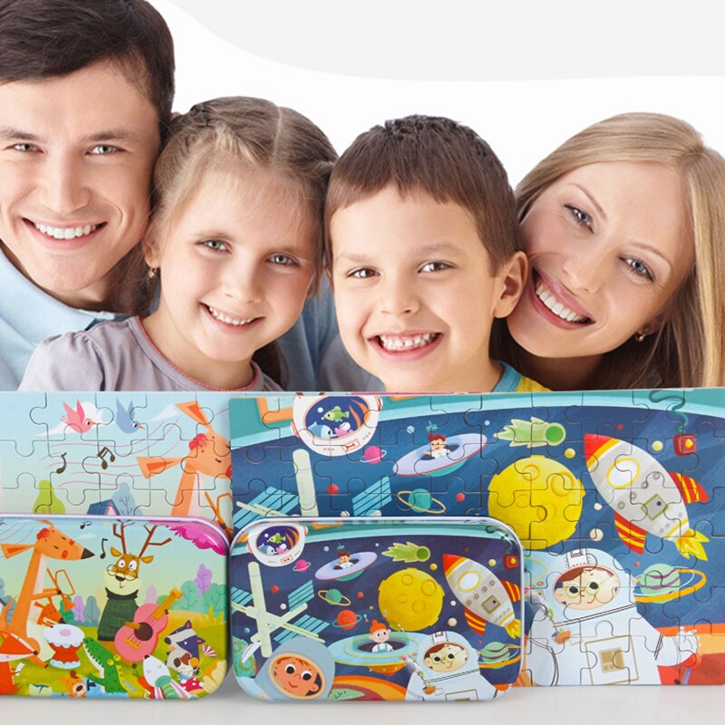 60 Stuks Houten Puzzel Speelgoed Voor Kinderen Cartoon Animal Jigsaw Kids Intelligent Entertainment Educatief Speelgoed Xmas