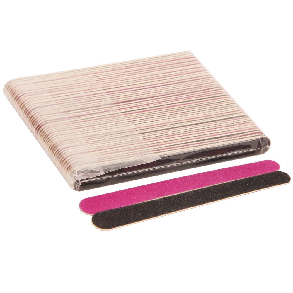 50 stk mini neglefile 180 træ engangs sort lilla hvid slibning polering buffer salon manicure dobbeltsidet tyk pind: Sort med lilla