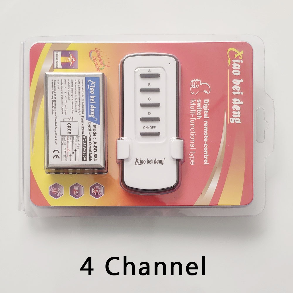 Wireless ON/OFF AC85-265V Lamp Remote Control Switch Receiver Transmitter 1 Channel 2 Channel 3 Channel 4 Channel
