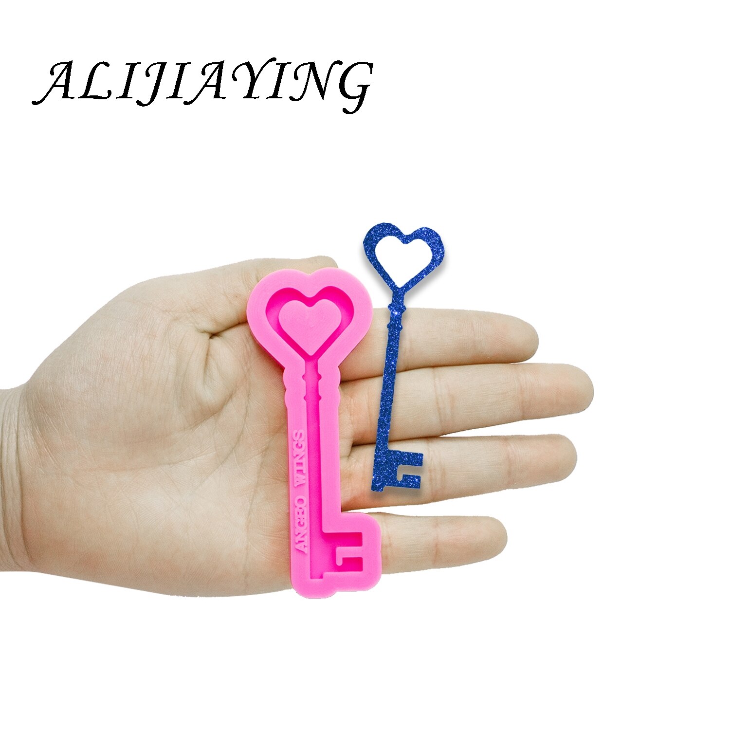 Brillante en forma de llave, silicona para resina epoxi artesanal, llavero artesanal, molde, colgante de joyería DY0344: DY0344 Pink