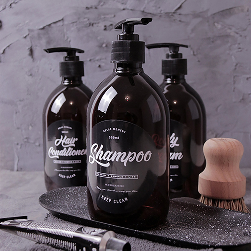 500ml nordisk brun bad genopfyldelig flaske shower gel shampoo tryk flaske shower gel genopfyldelig tomme bad opbevaringsflasker