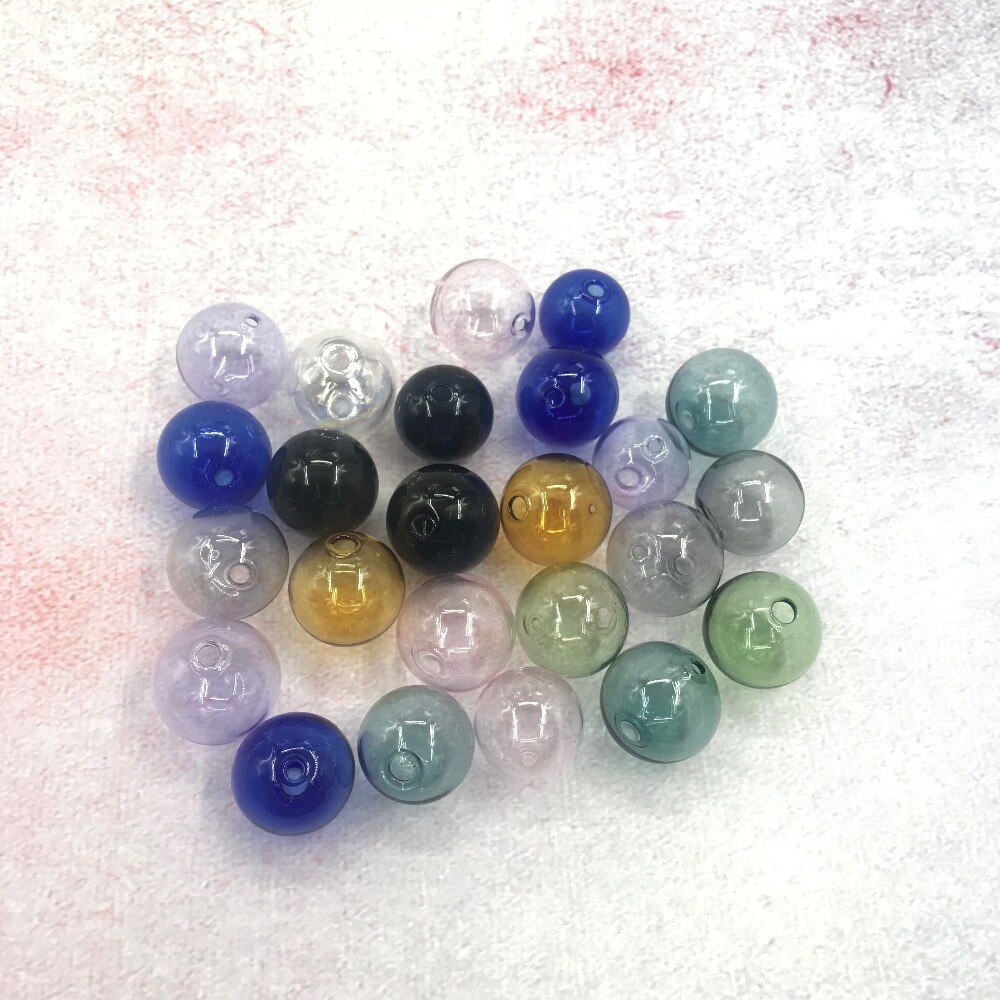 20pcs/lot 20mm color top Mini Globe Glass Round Bottle Beads Necklace Pendant Locket two holes Ball Jewelry terrarium