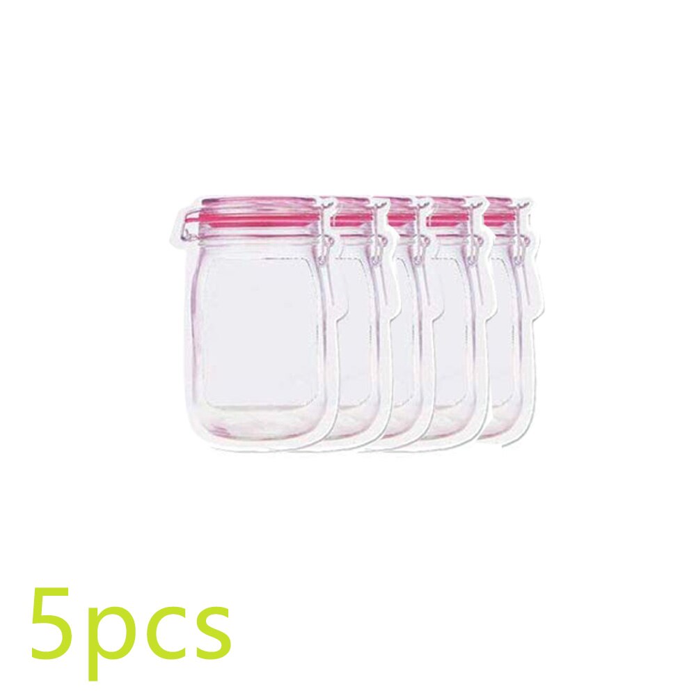 20 piezas Jar Zipper Bags reutilizable Snack ahorrador bolsa de almacenamiento para alimentos congelados bolsas de almacenamiento de bocadillos de alimentos a prueba de fugas: 5 pcs Blue