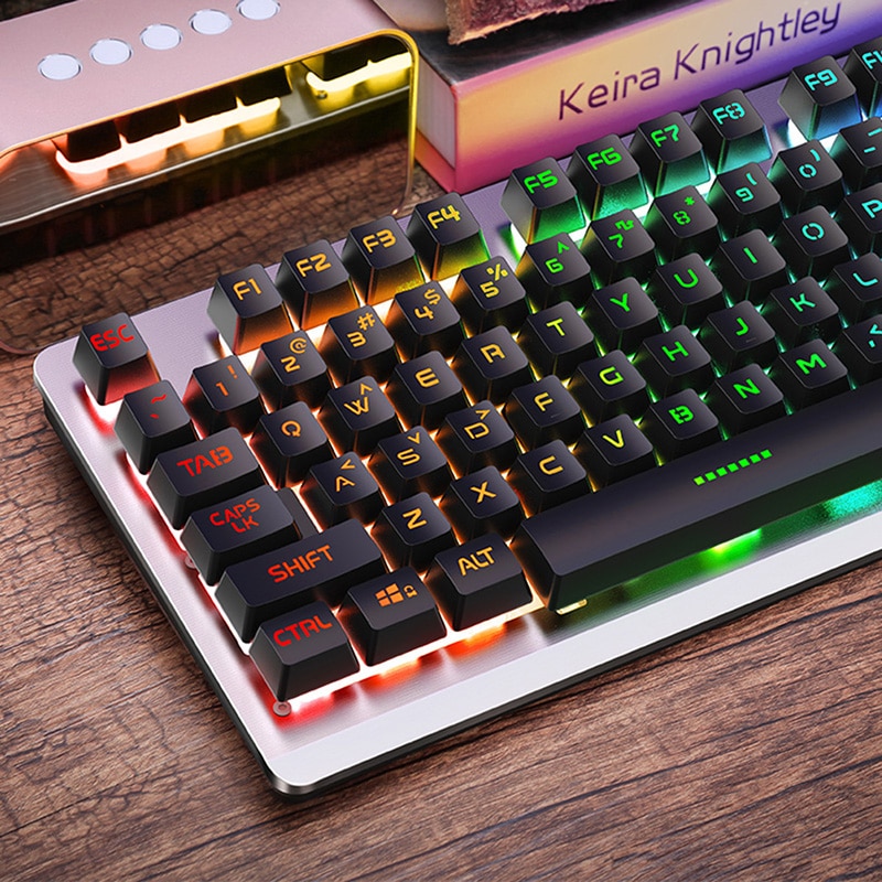 Backlit Gaming Ergonomic Keyboard USB Wired 104 keys RGB LED USB Keyboard Gamer Keycaps PC Laptop Keyboads for Lenovo/Asus