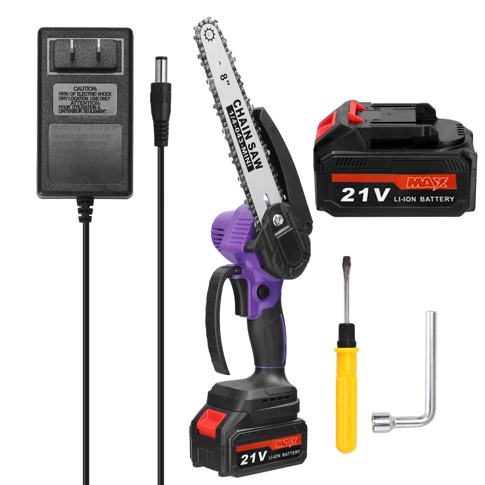 21V 8 inch Electric Pruning Saw Small Wood Spliting Chainsaw Brushless Motor Handed Woodworking Tool for Tree Trimming Branch