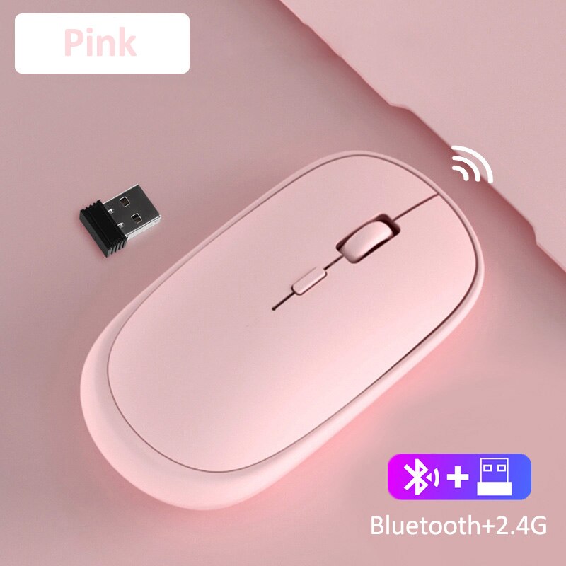 Kabellose bluetooth-computermaus, leise, wiederaufladbar, ergonomisch, usb-optische maus für desktop-pc und laptop-zubehör: Rosa