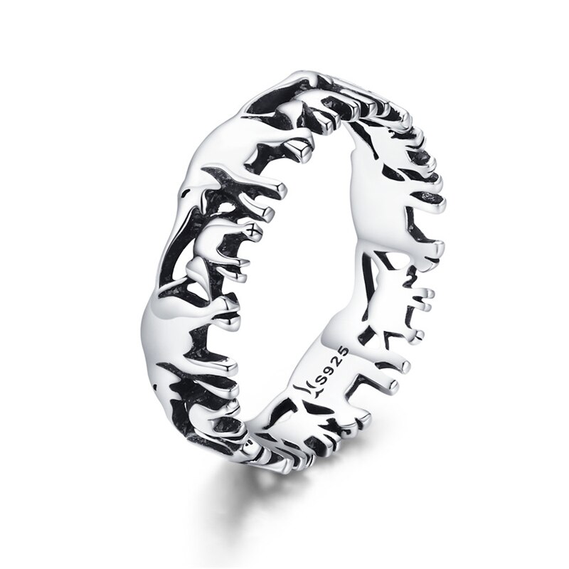 WOSTU Tier Elefanten Familie Ring 925 Sterling Silber Finger Hochzeit Ringe Für Frauen Party Schmuck FIR344: 8