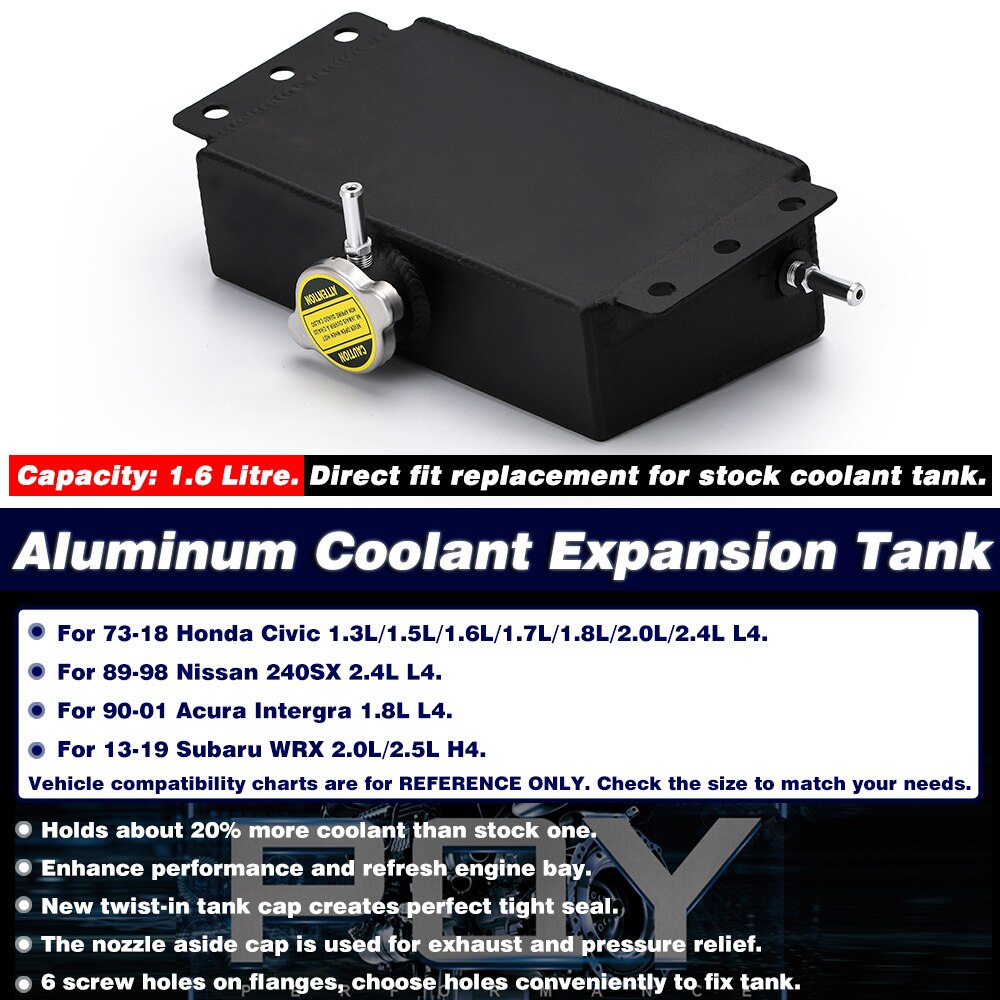 VR -Universal Coolant Expansion Fill Tank Overflow Reservoir Aluminum FOR Subaru Honda Civic,240SX,WRX VR-TK49