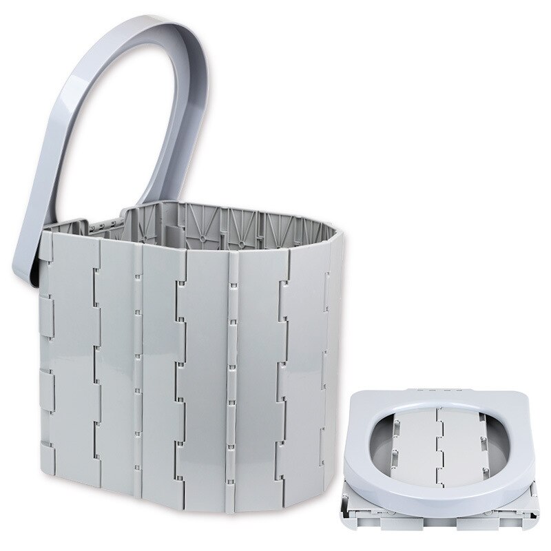 Portable Folding Toilet Seat Travel Commode Toilet Outdoor Travel Camping Car Folding Potty Toilet Supplies Night Stool: Gray