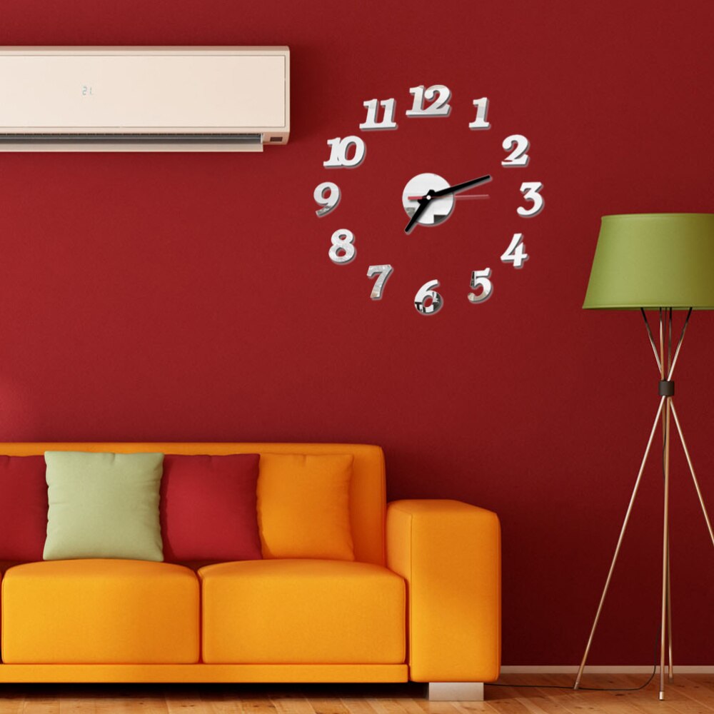 Frameless DIY Wall Clock Arabic Numbers Adhesive Modern Art Wall Clock Silent 3D Acrylic Sticker Home Decorations for Living Roo