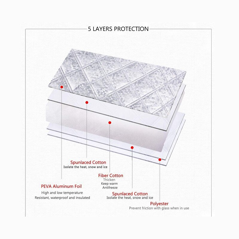 63 tommer  x 47 tommer bilrude snedække med spejl snedæksler for at beskytte forruden og spejlet mod sne, is og frost f