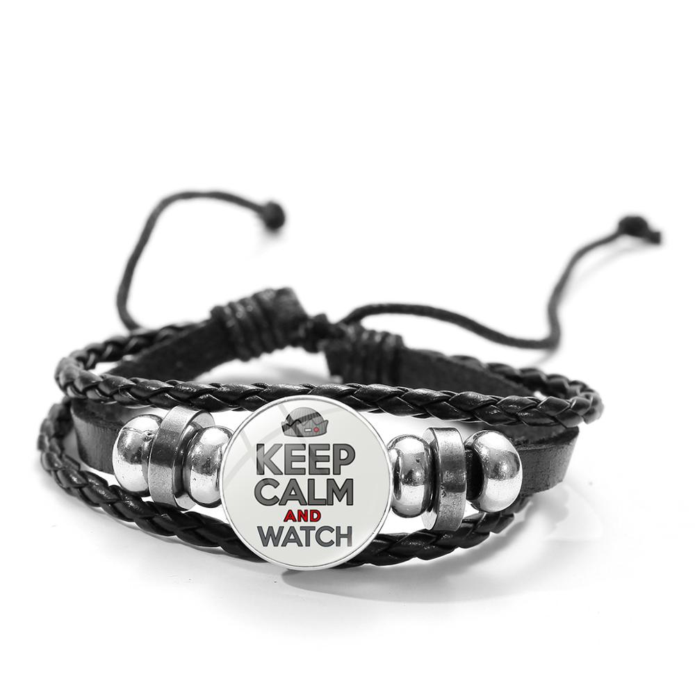 Pulsera de cuero de las serpientes del lado sur de SIAN, pulsera clásica de TV con botón de cristal, brazalete Punk de pulsera negra para hombres y mujeres: Style 6