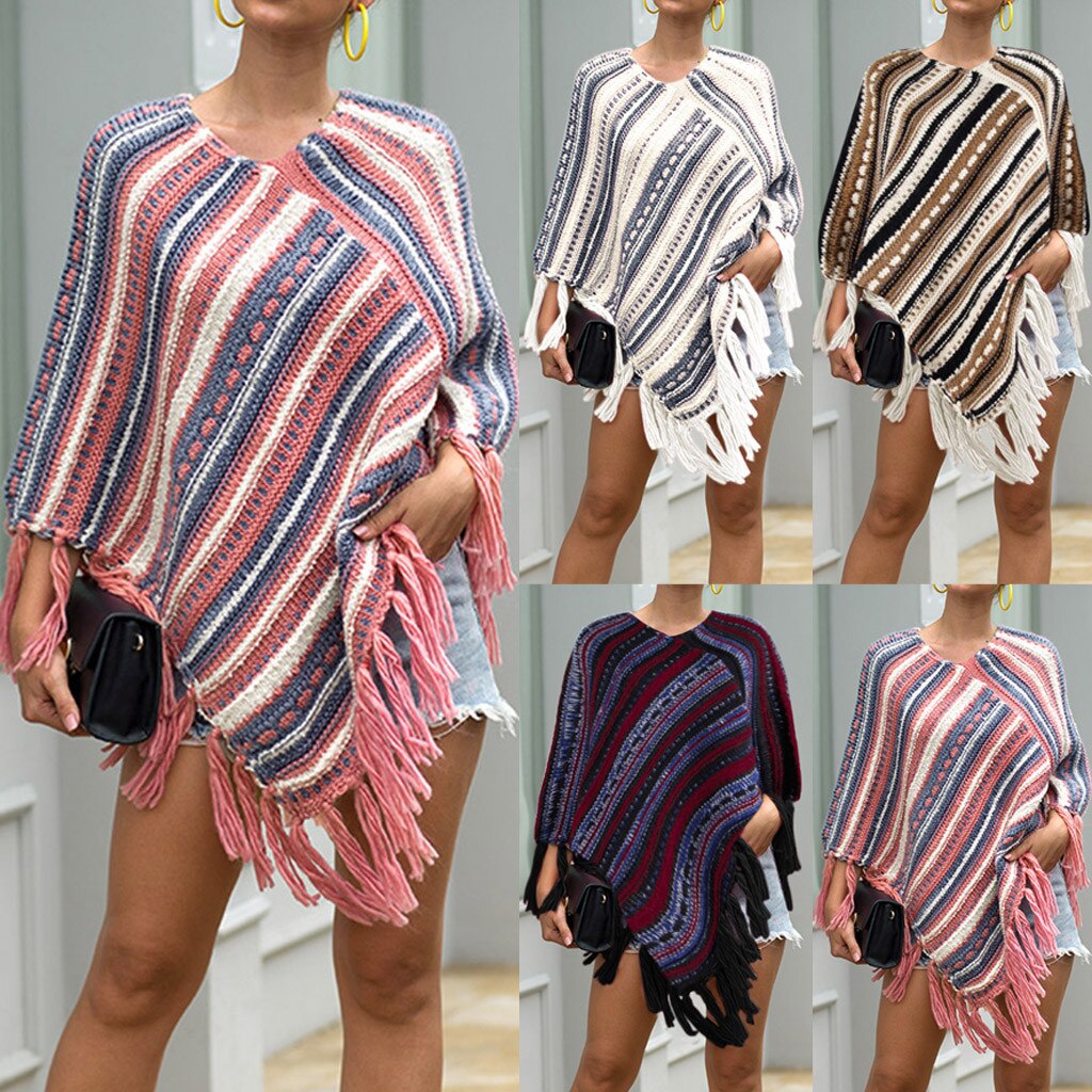 Vrouwen Winter Gebreide Cashmere Poncho Capes Shawl Vesten Trui Jas